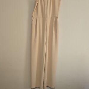Cream Sleeveless Jumpsuit with Straight-Leg Silhouette